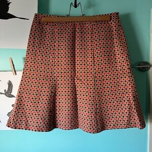 Kenar Skirt Retro Orange Brown & Green Print Size 6